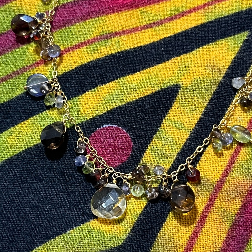 Gold Vermeil Sterling Silver 925 Faceted Gemstone Beaded Necklace - Picture 5 of 9